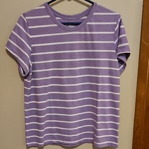 **clearance** Purple And Whute Stripe T-shirt